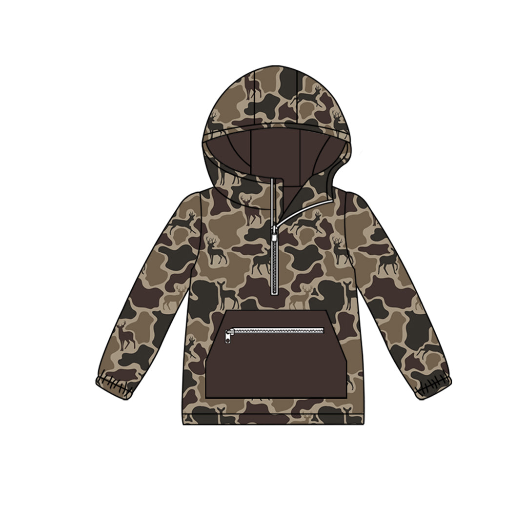 X905 BT1348 Duck Brown Camouflage Hooded Top