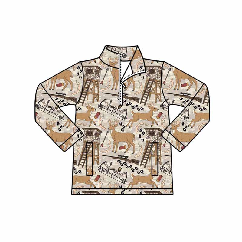 X10.28 BT1397 Zipper Cartoon Deer Top