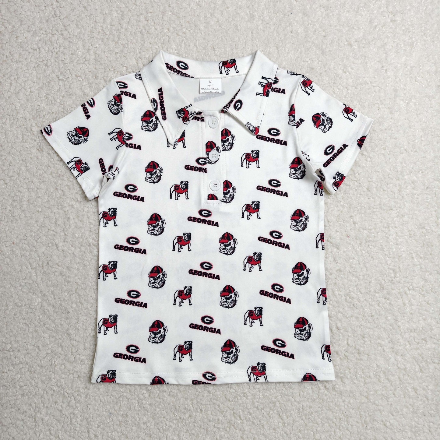 RTS NO MOQ milk silk BT1756 Baby Boys Short Sleeve Georgia Team Button Polo Shirts Top