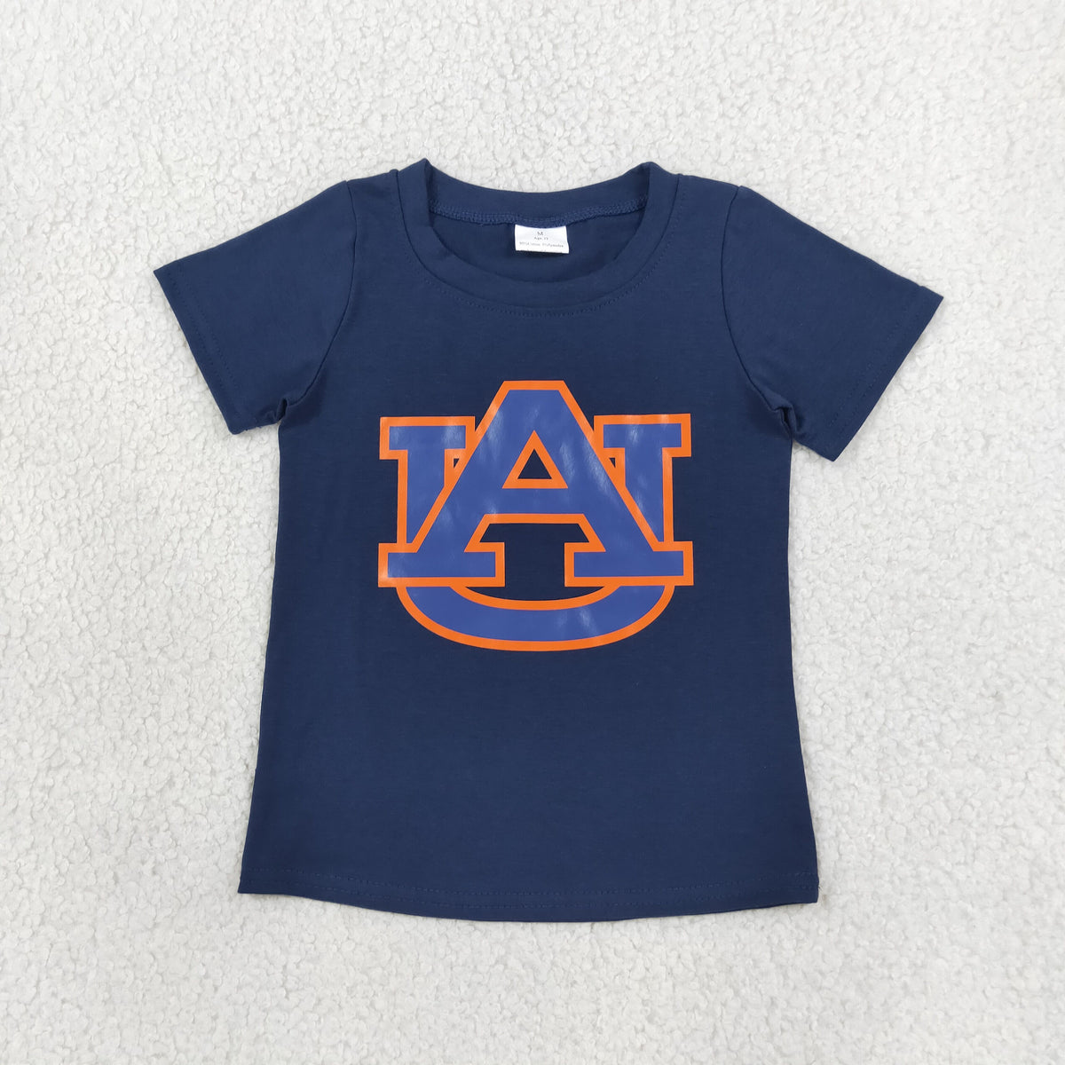 RTS NO MOQ Vinyl BT1880 Baby Boys Navy Short Sleeve Vinyl Team T-shirts Top