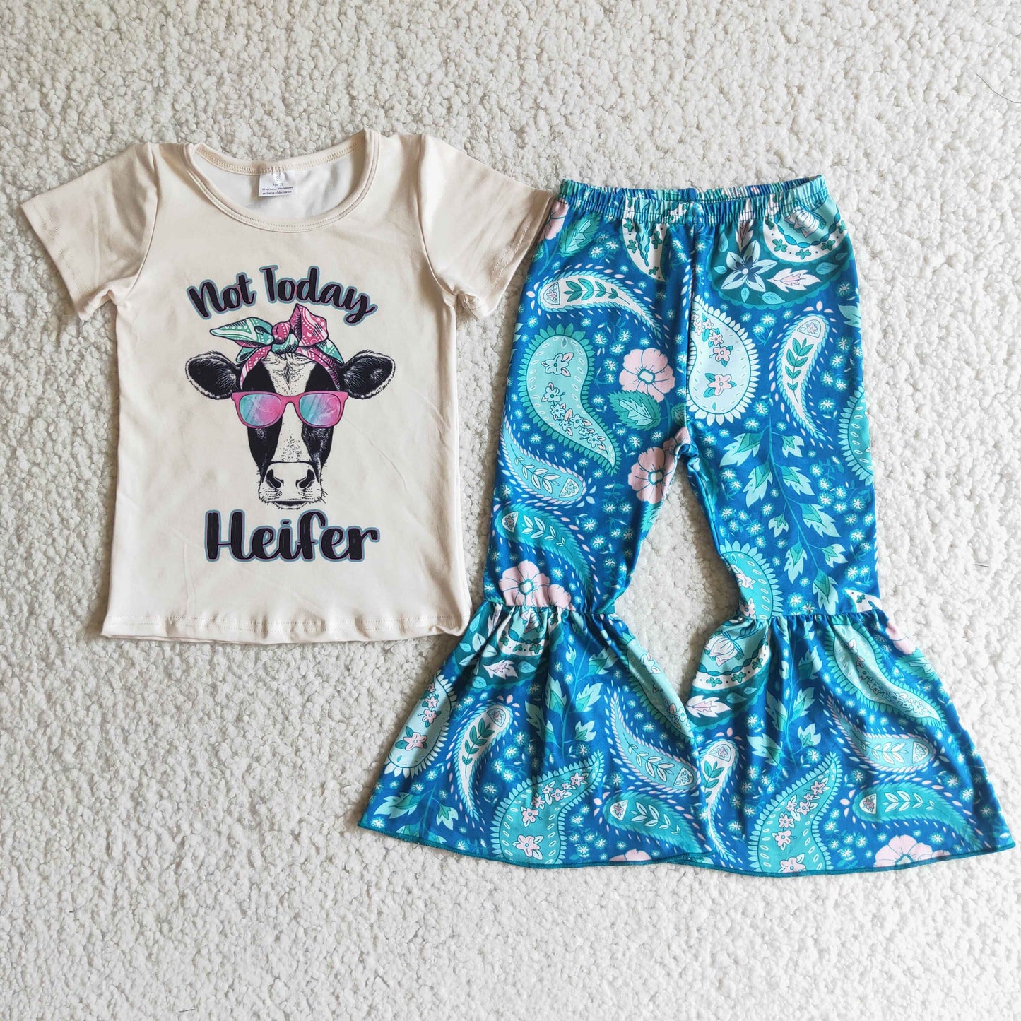 Cartoon cow head short sleeve trousers