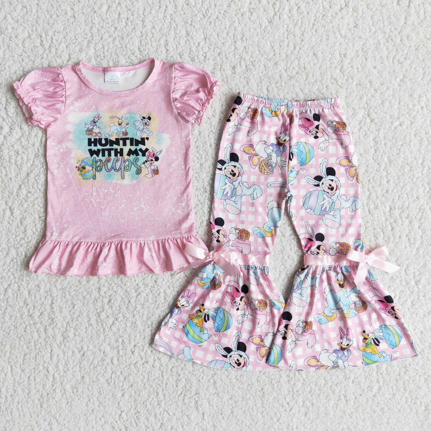 Pink short-sleeved Mickey pants