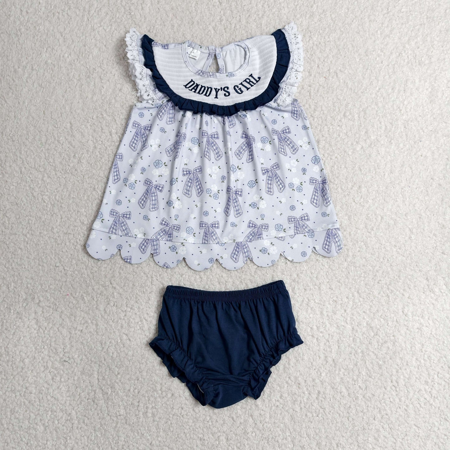 (Preorder new) No moq milk silk GBO0519 Smocked Daddy's Girl Flowers Bows Tunic Bummies Clothes Sets Preorder