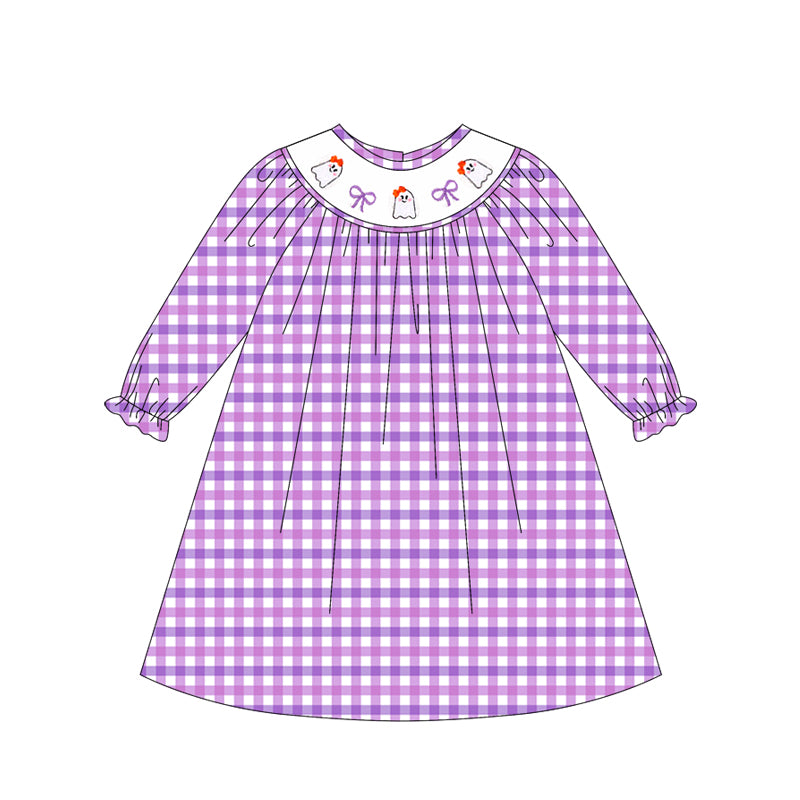 5.14GLD1043smocked Halloween purple dress