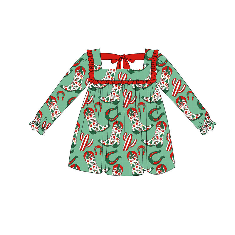 5.17GLD1056 Boots Green Doll Collar Dress