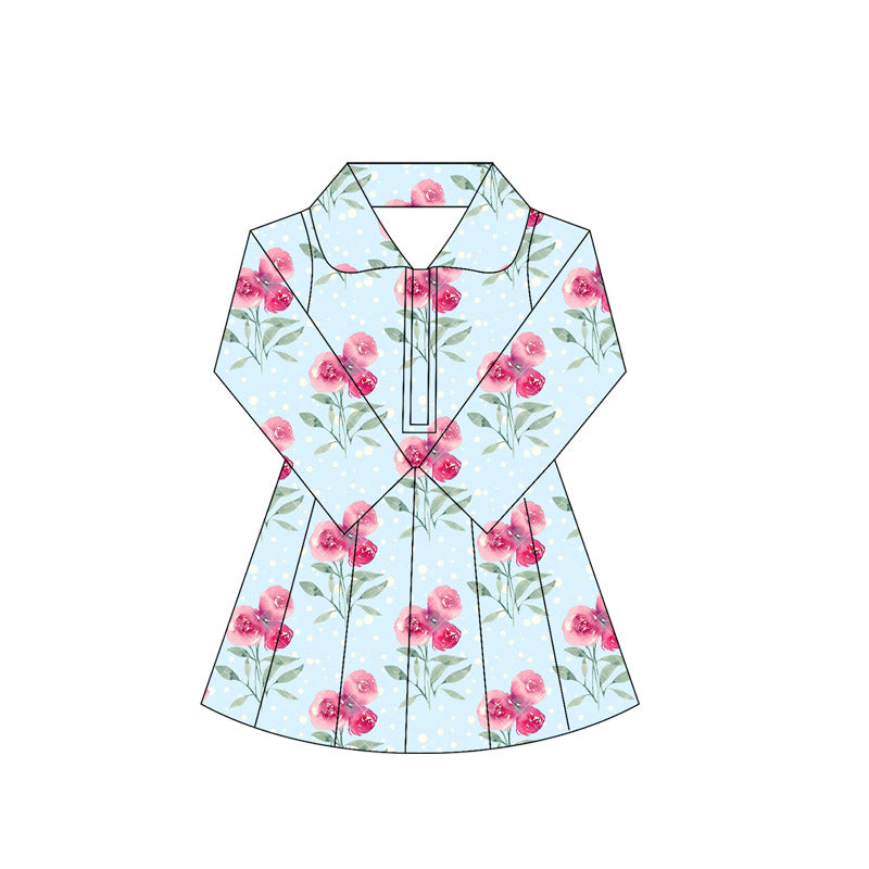 5.30 GLD1105 Rose red flower long-sleeved yoga dress