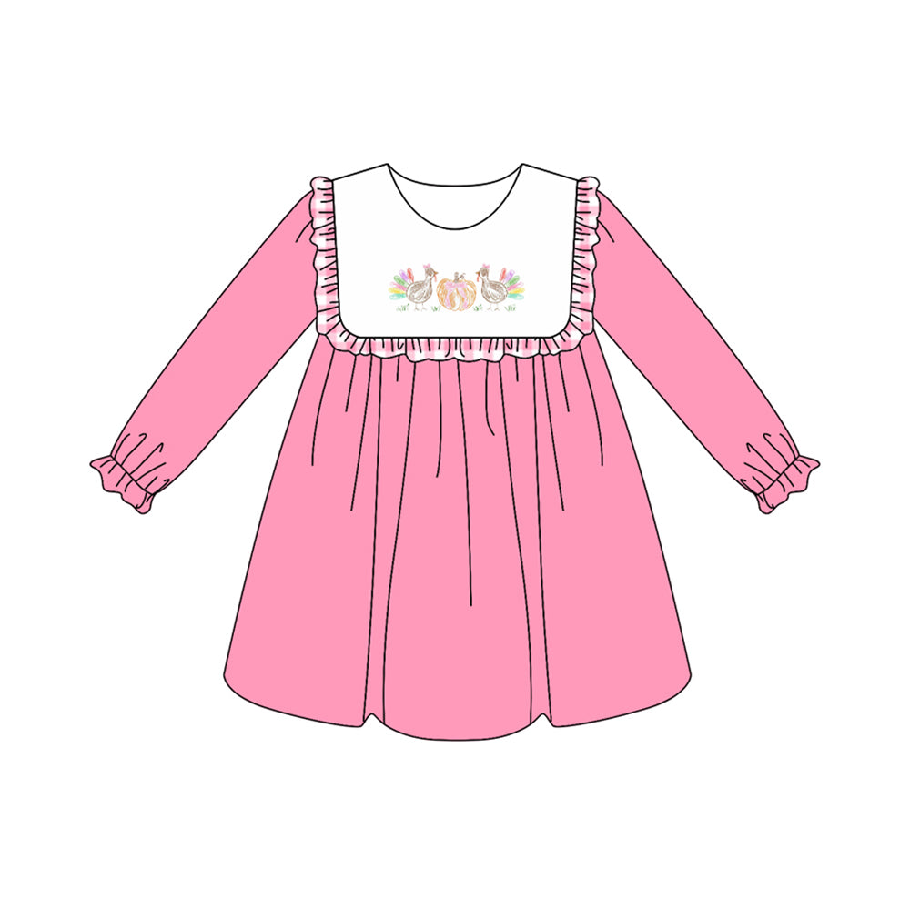 6.5GLD1115 Turkey pink long-sleeved dress