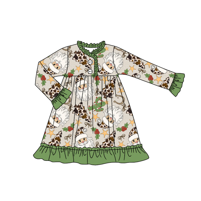 7.29GLD1214 Santa Claus green long-sleeved dress