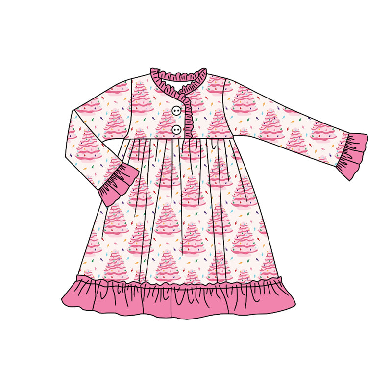 7.28GLD1225 Christmas tree long sleeve dress