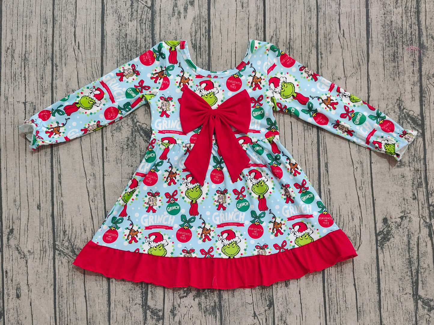 X902 GLD1269grinch long-sleeved dress