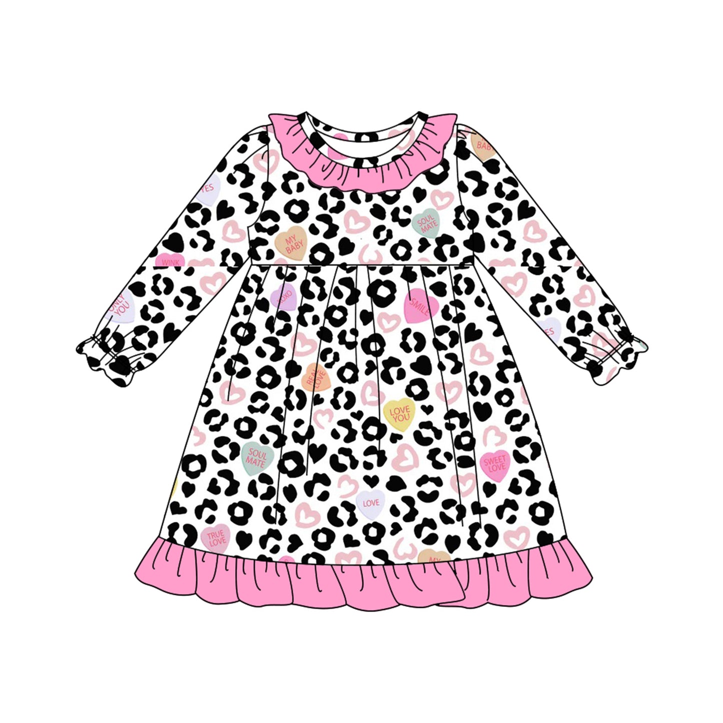 X906 GLD1290 Leopard Print Long Sleeve Dress