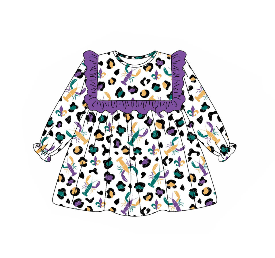X10.15 GLD1307 Leopard Print Purple Dress