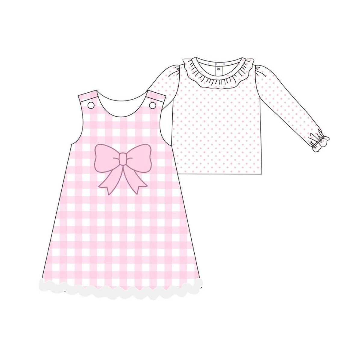 X929 BLD1357 Pink Plaid Set