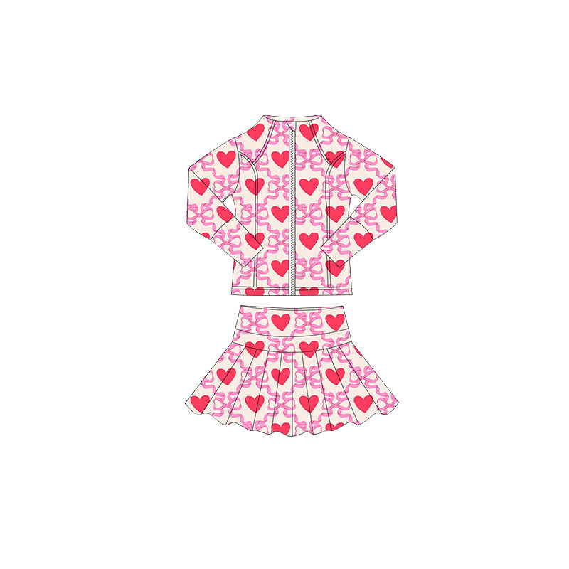 X10.20 GLD1390 Red Bow Heart Zipper Yoga Skirt
