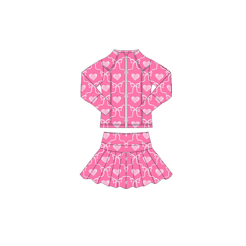X10.21 GLD1392 Rose Red Heart Bow Yoga Suit