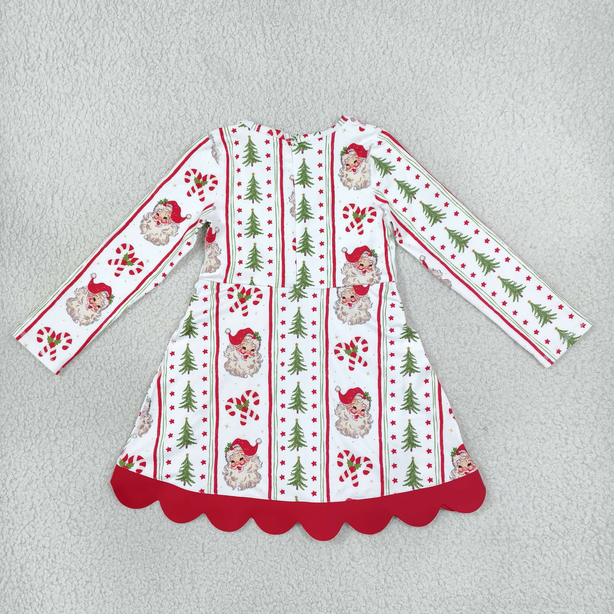 NEW RTS NO MOQ yoga fabric GLD1650 Baby Girls Santa Candy Cane Christmas Yoga Active Short Bows Scallop Dress