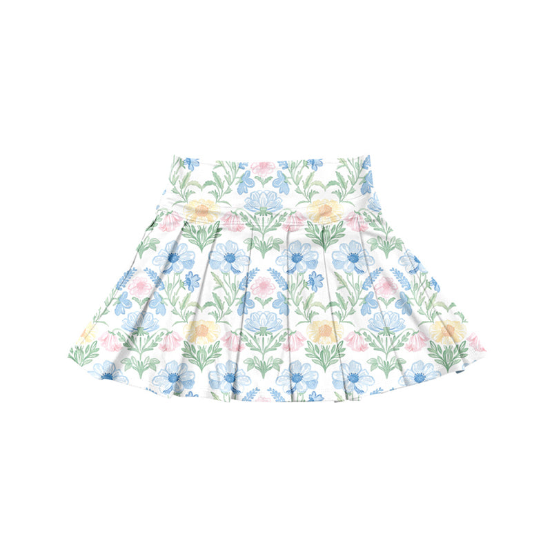 6.20GLK0110 Flower blue short yoga skirt