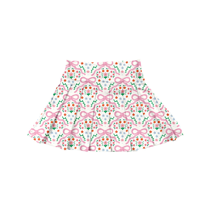 6.20GLK0112 Bowknot Flower Short Yoga Skirt