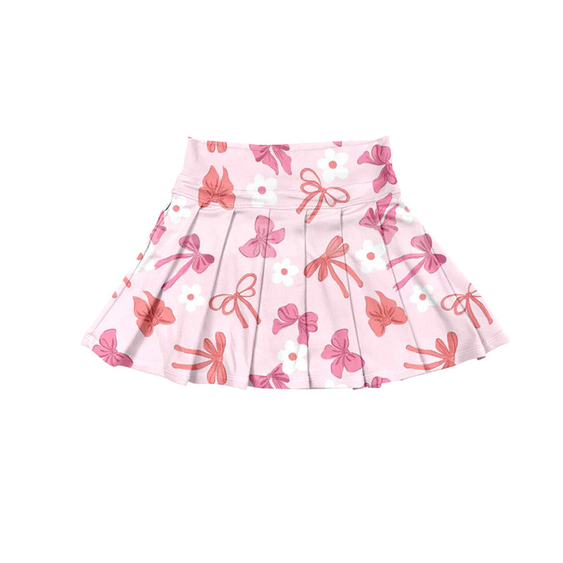 6.20GLK0120 Pink Bow Flower Elastic Short Yoga Skirt