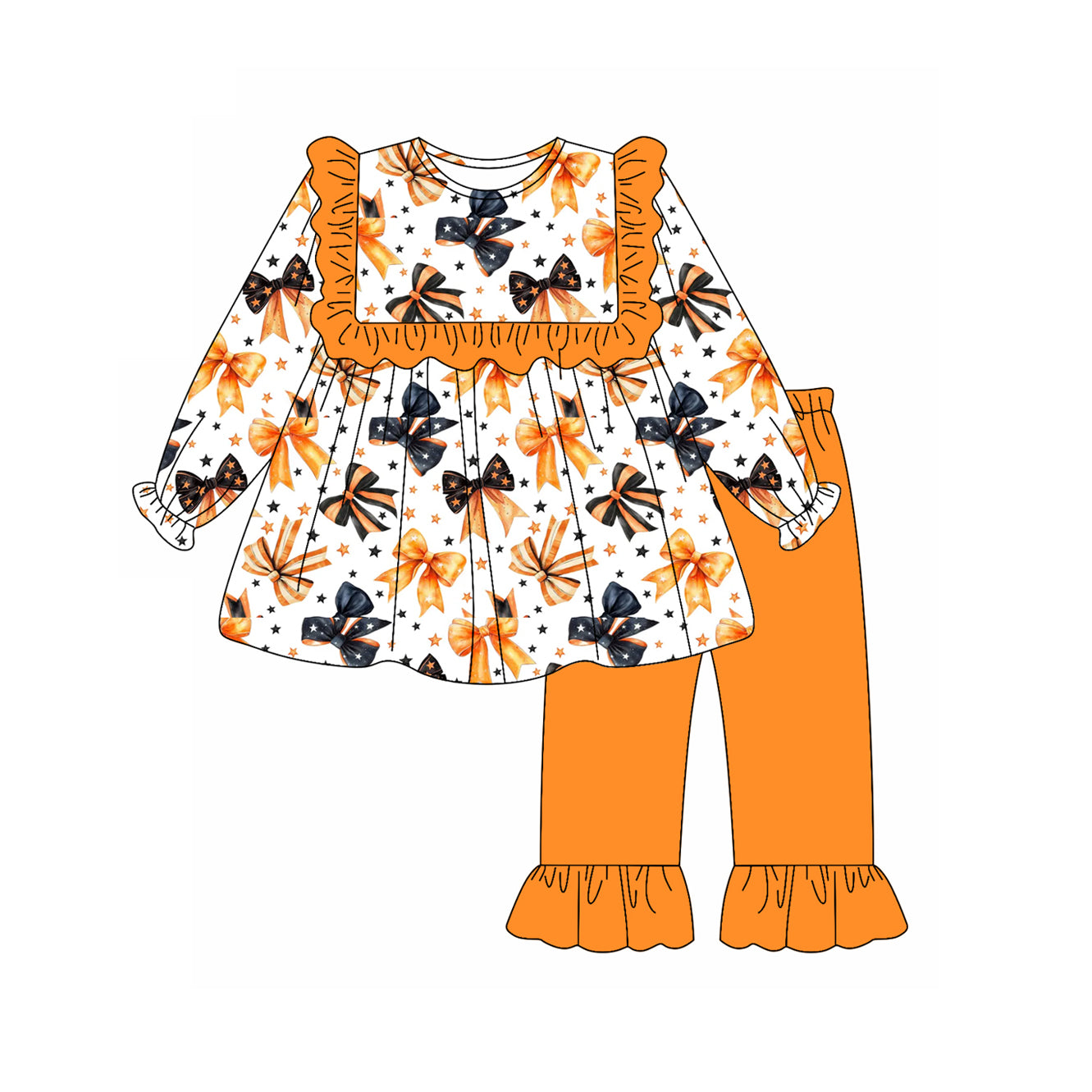 5.14GLP2344 Orange bow long-sleeved suit