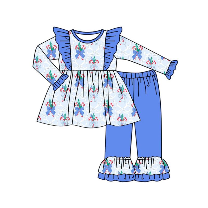 5.19GLP2378 Blue Christmas Tree Long Sleeve Suit