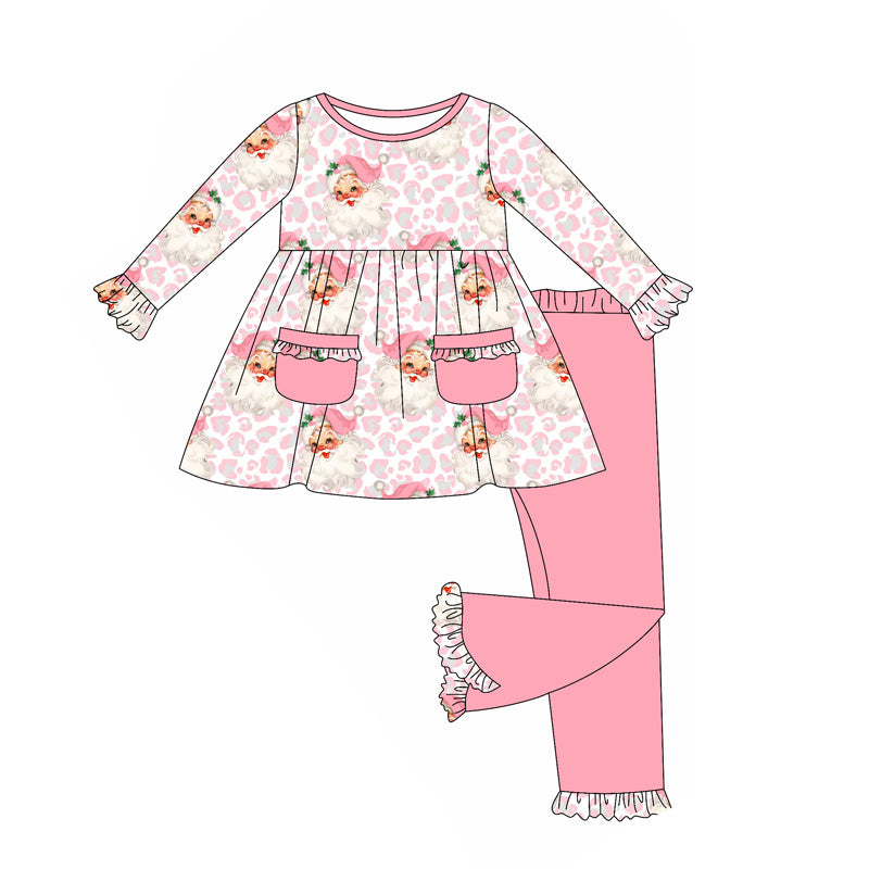5.21GLP2389 Santa Claus Leopard Print Girls Suit