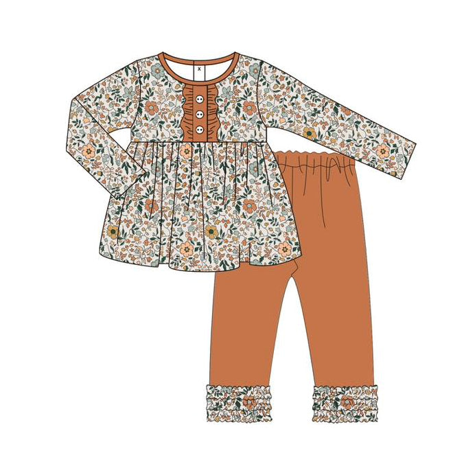 5.28GLP2404 Floral Brown Long Sleeve Suit