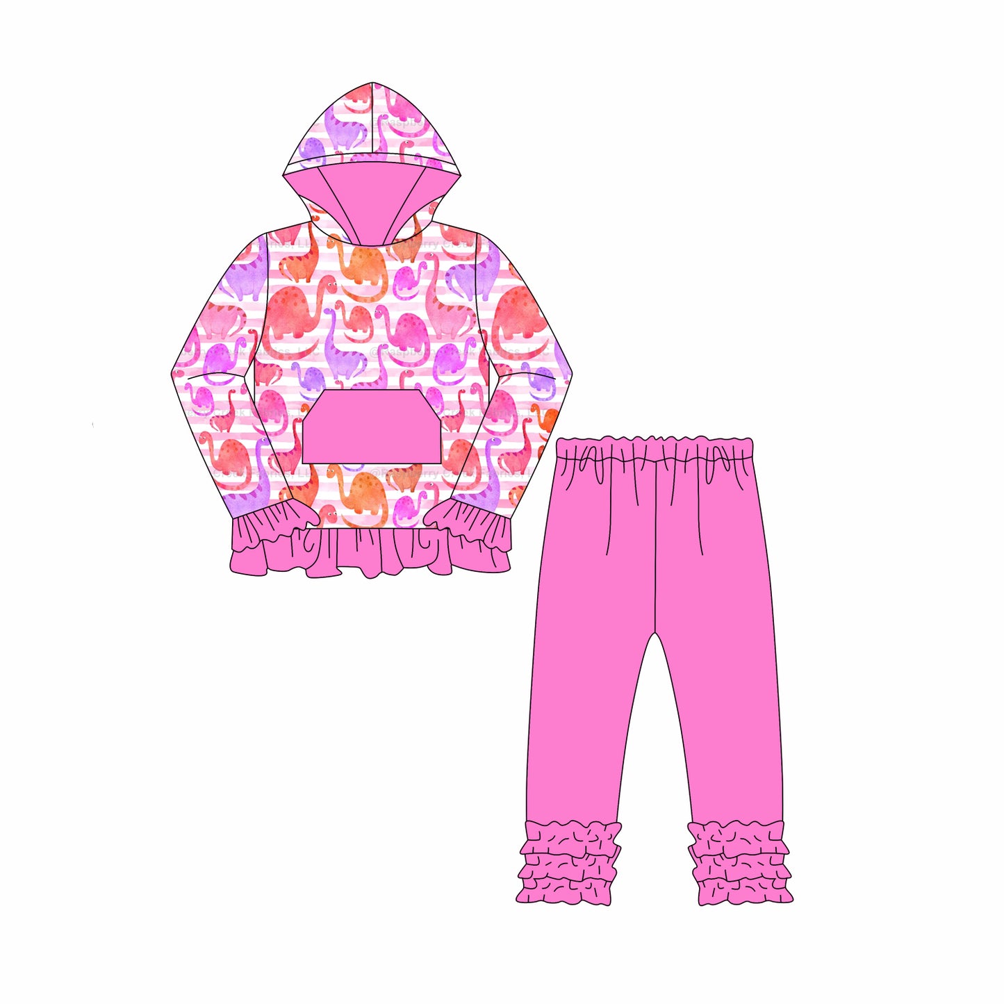 6.5GLP2430 Dinosaur Hooded Rose Red Suit