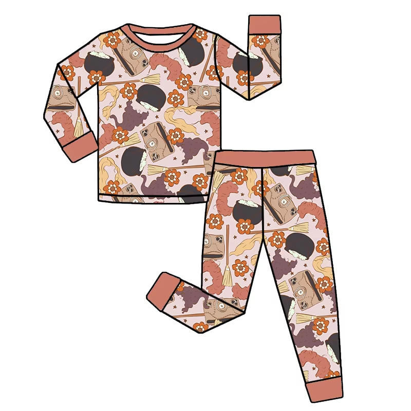 6.7GLP2461 Cartoon Colored Broom Pajamas Set
