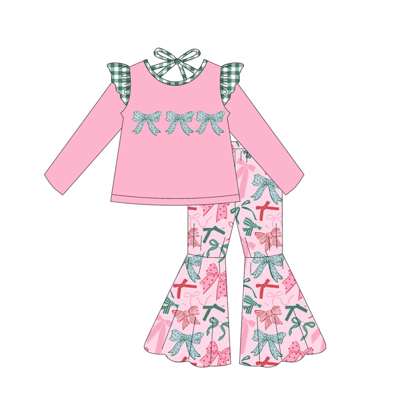 6.26GLP2531 Pink Bow Long Sleeve Girls Suit