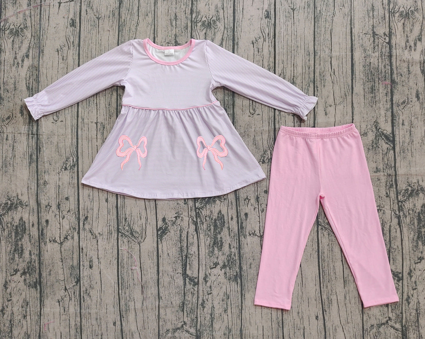 X827 GLP2696 Pink Bow Long Sleeve Suit