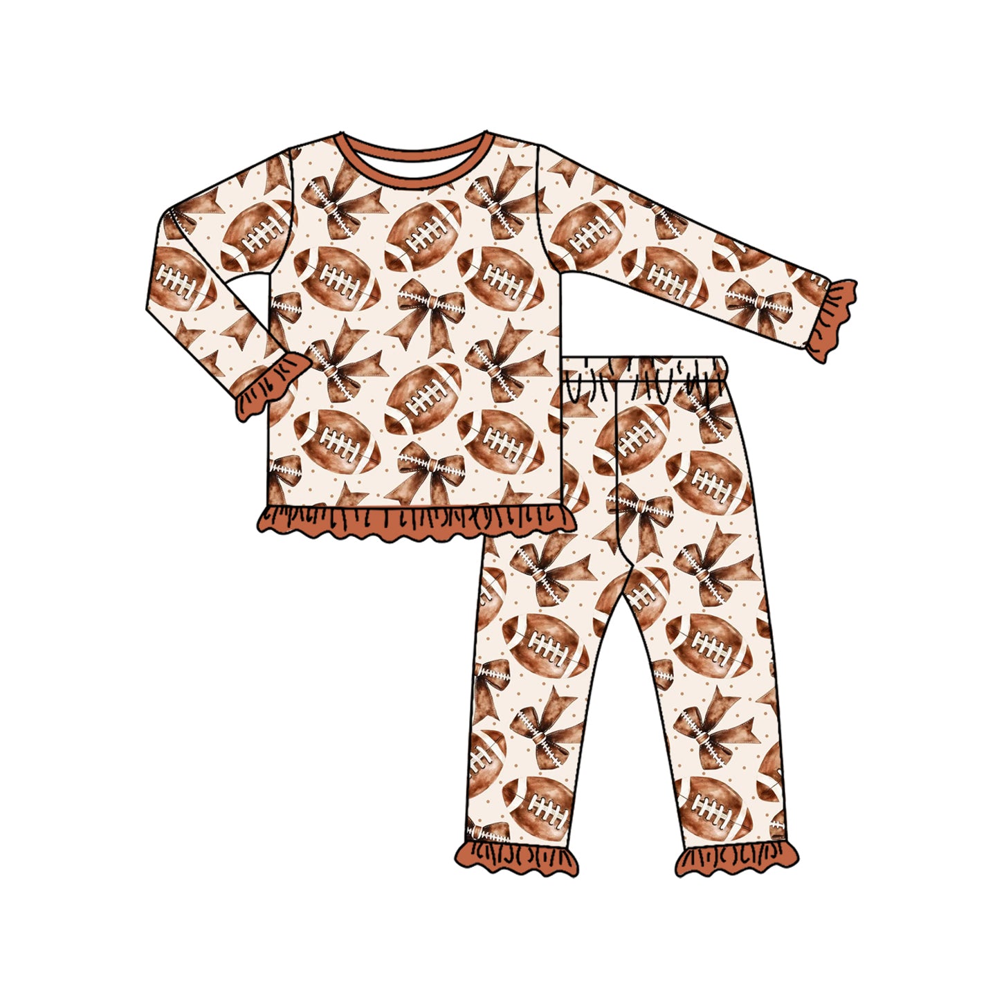 X822GLP2712 Brown Rugby Bow Tie Set