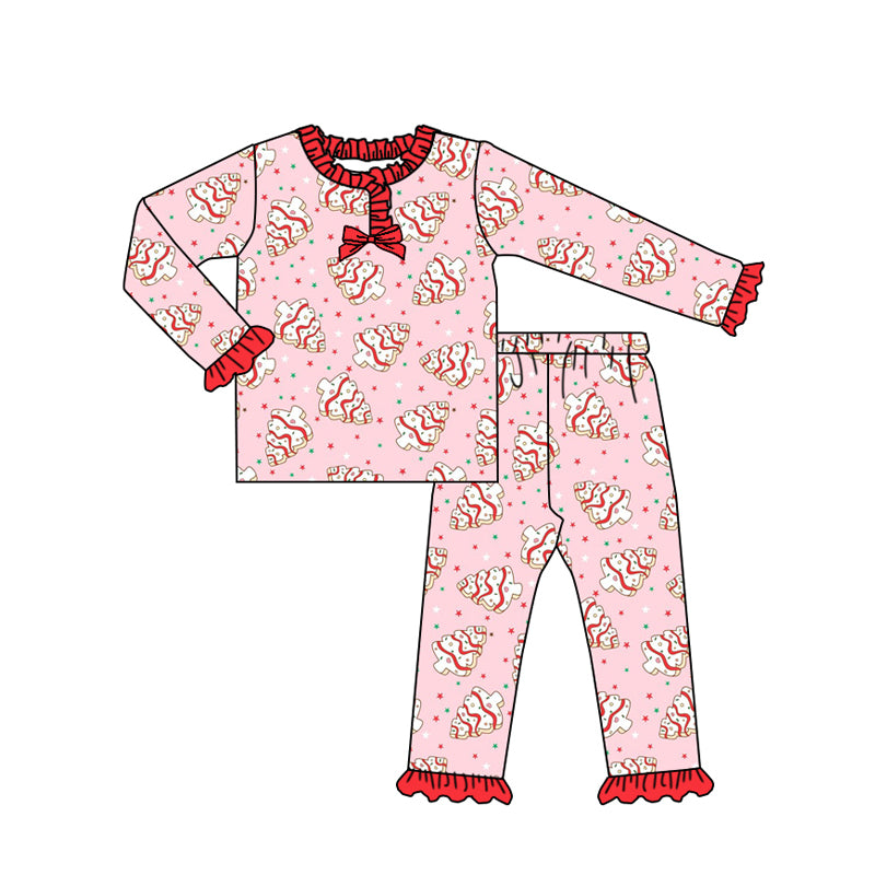 X912 GLP2769 Pink Christmas Tree Bow Pajama Set