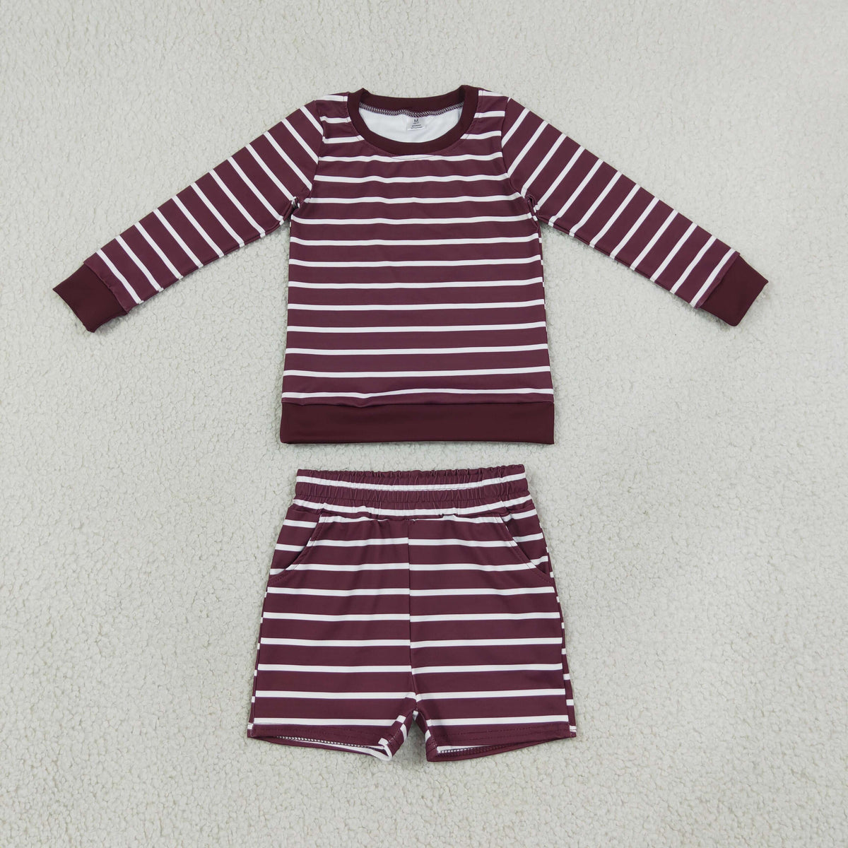 RTS NO MOQ yoga GLS0130 Baby Girls Maroon Long Sleeve Shirt Top Short Yoga Active Clothes Set