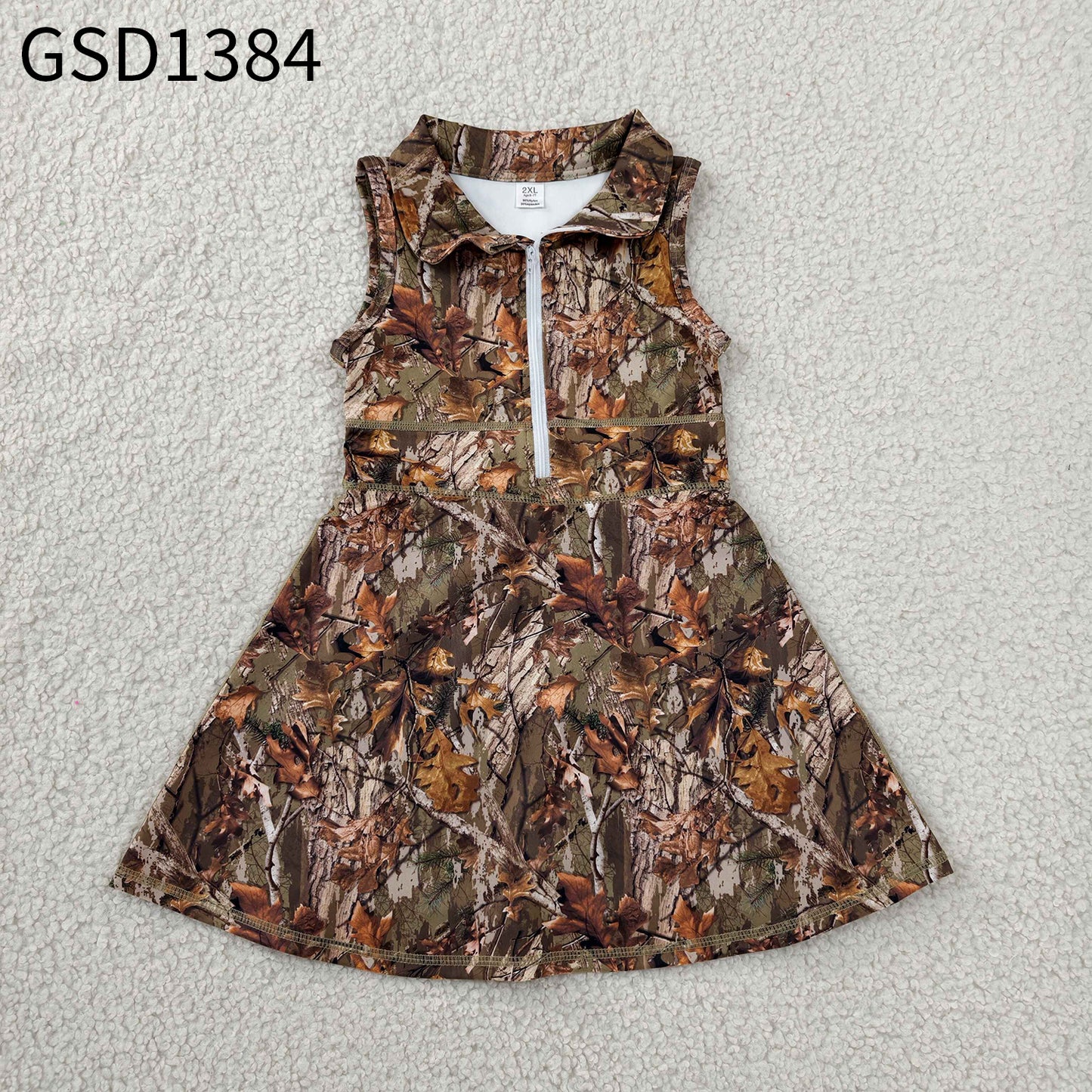 Baby Girls Sleeveless Leaves Camo Yoga Active Short Knee Length Dresses