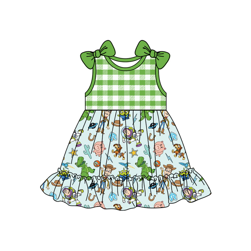 3.1GSD2107 Girls Green Cartoon Dress