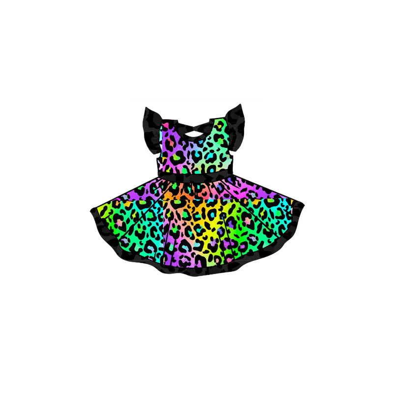 3.14GSD2183 Green leopard print flying sleeve dress