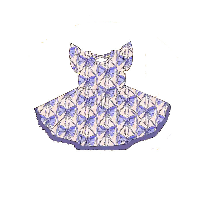 3.6GSD2205 Purple Bow Flying Sleeve Dress