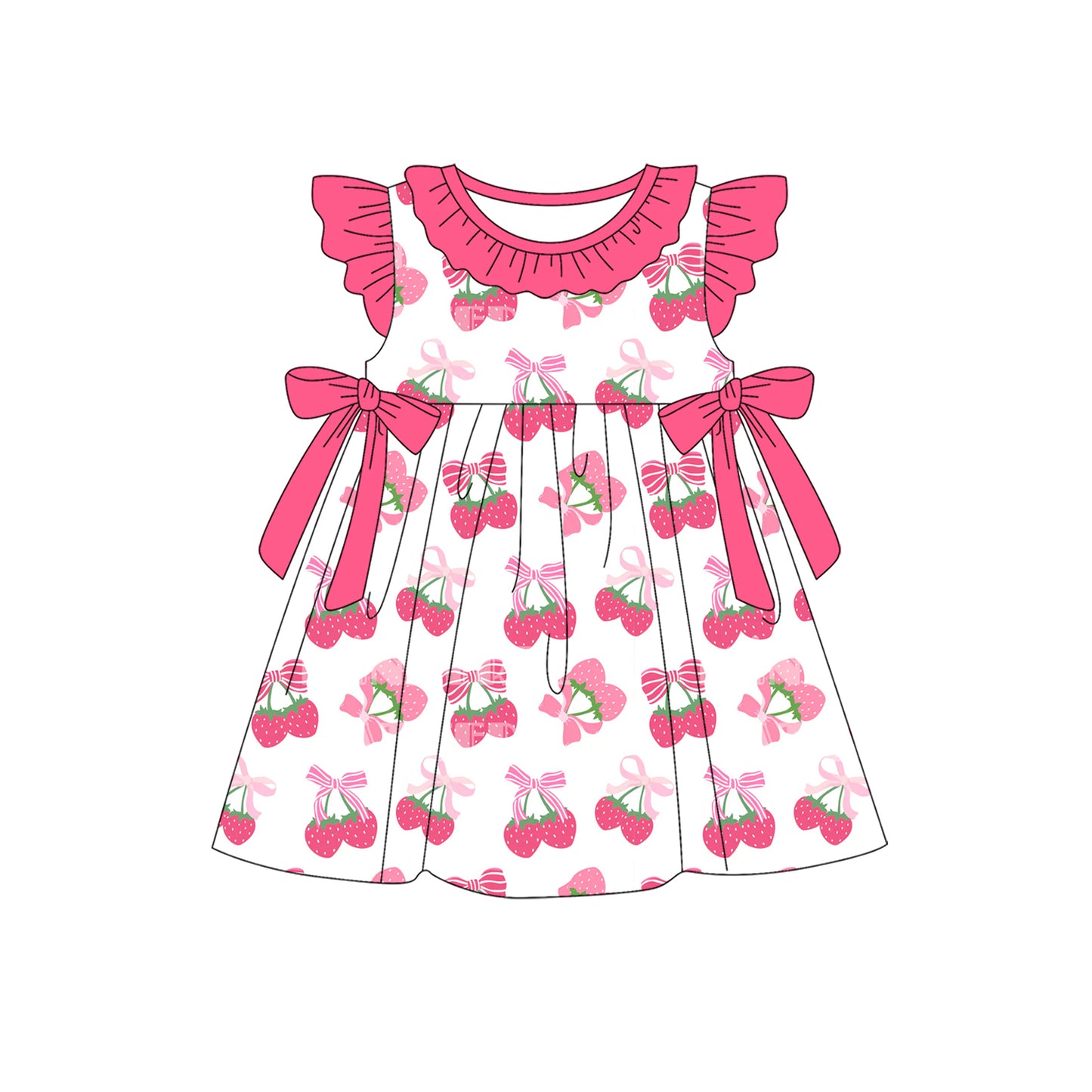 4.3GSD2455 Strawberry Rose Red Short Sleeve Dress