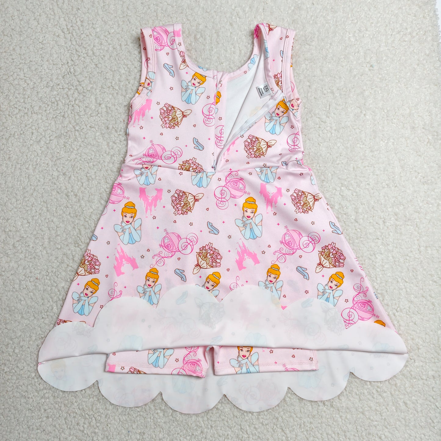 GSD2489 Baby Girls Pink Pumpkins Yoga Active Short Scallop Knee Length Dresses