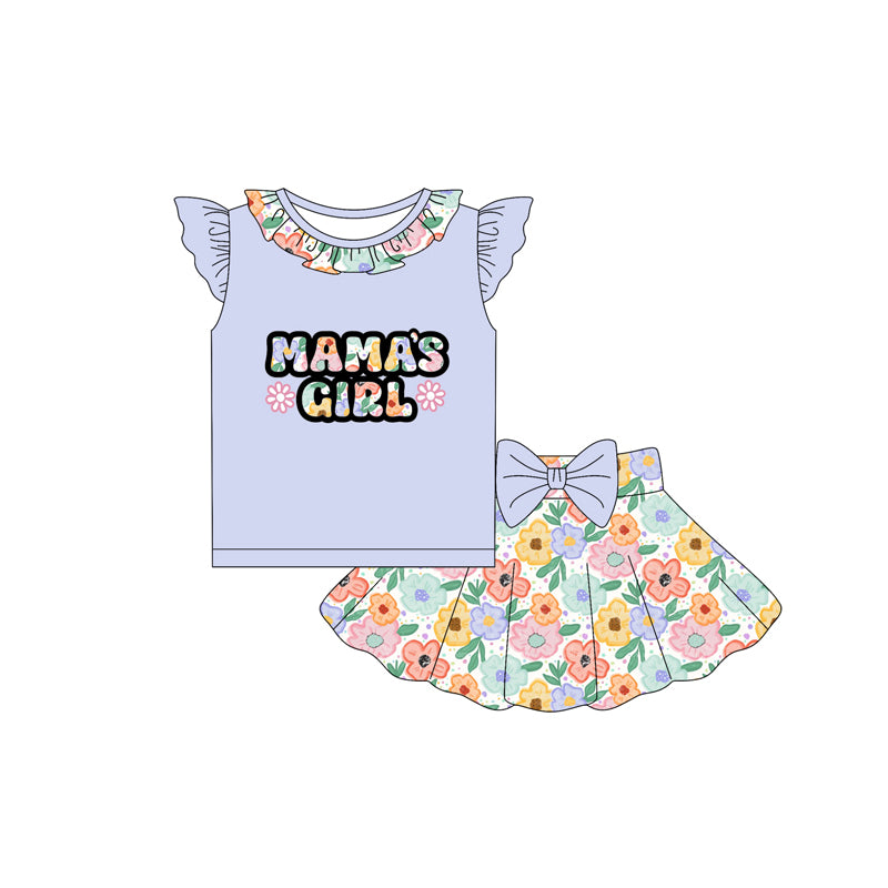 6.4GSD2529 Purple Flower Mom's Girls Set