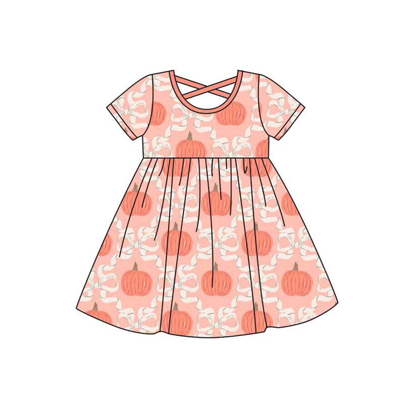 4.25GSD2544 Pumpkin Bow Short Sleeve Dress