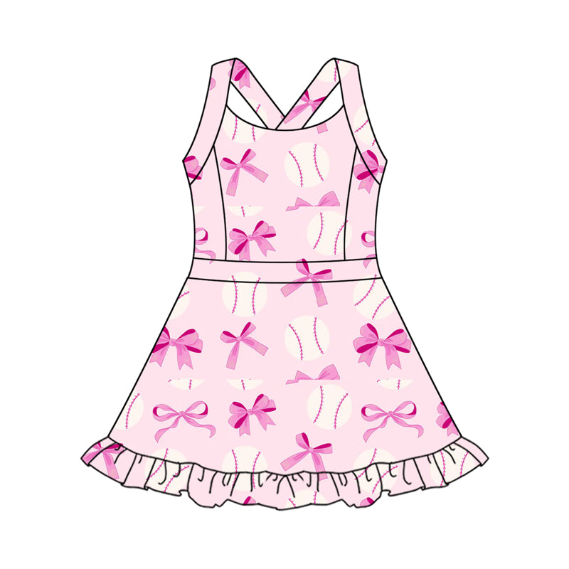 5.10 GSD2567 Pink Baseball Bow Yoga Dress