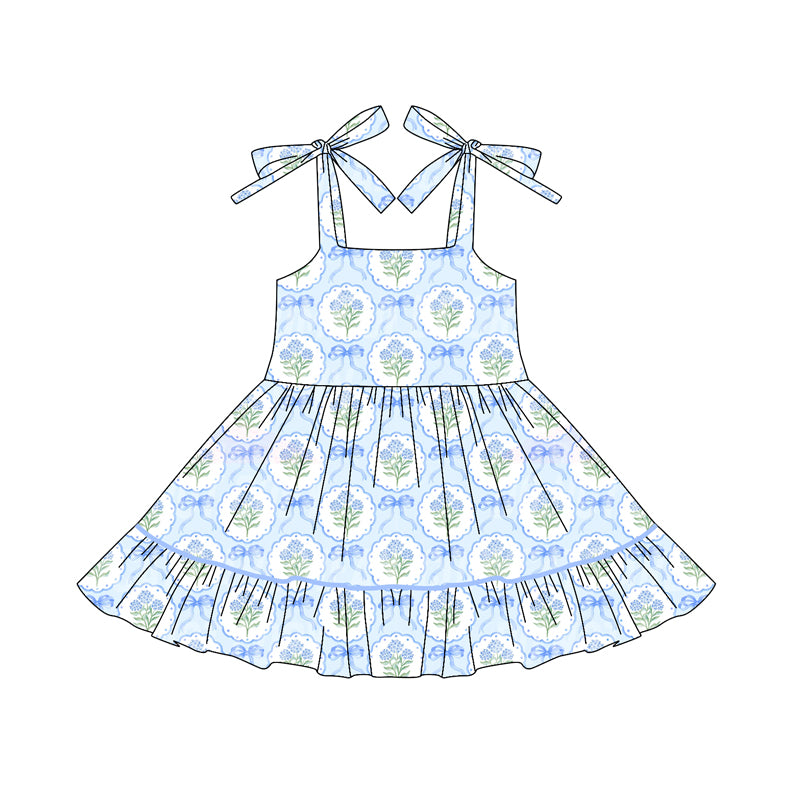 5.22 GSD25890 Strapless Girls Blue Flower Dress