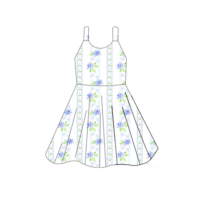 5.27GSD2601 Purple Flower Suspender Dress