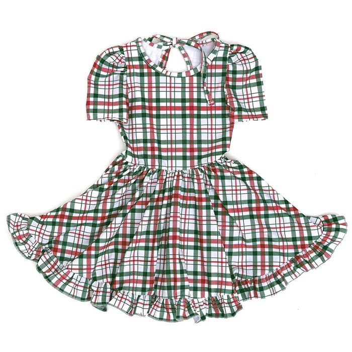 5.27GSD2613 Green plaid striped dress