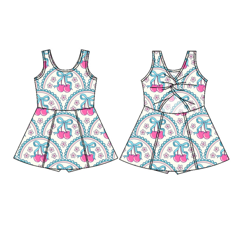 5.27GSD2627 Cherry Flower Sleeveless Yoga Dress