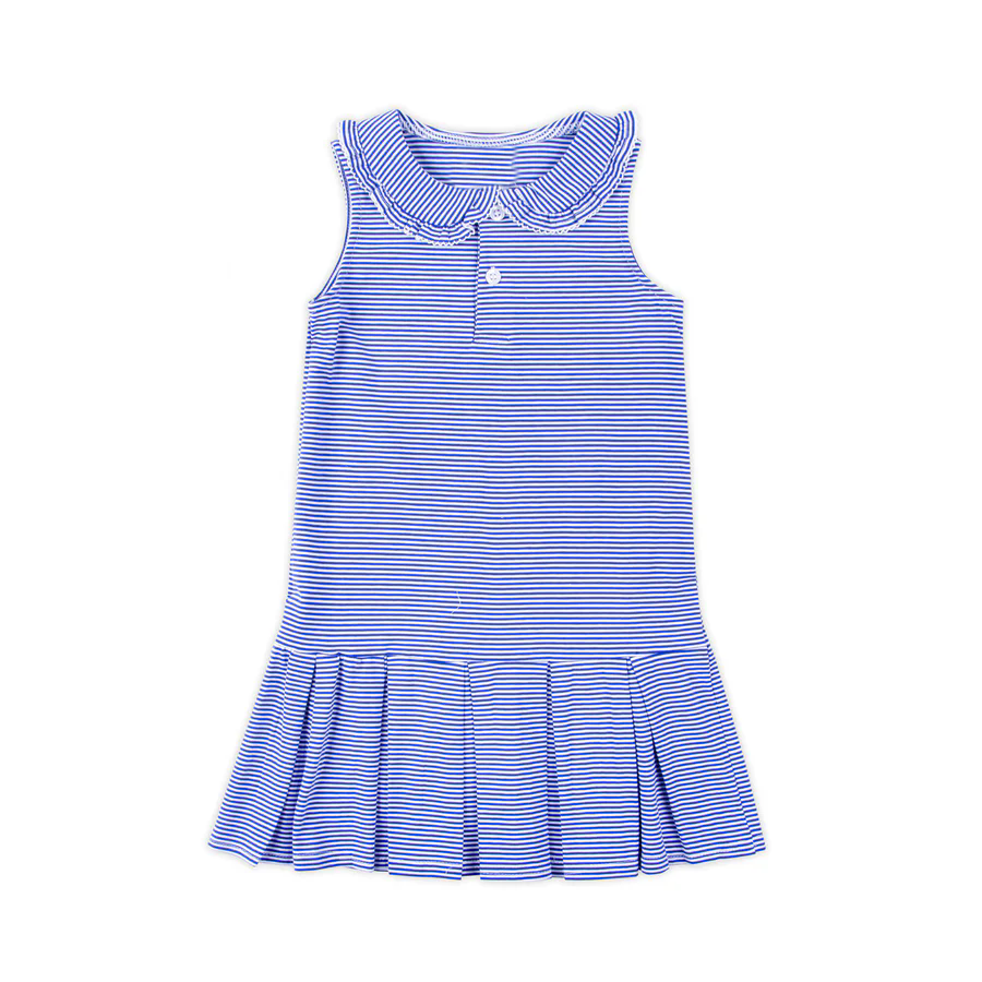 5.28GSD2636 Blue striped short-sleeved dress