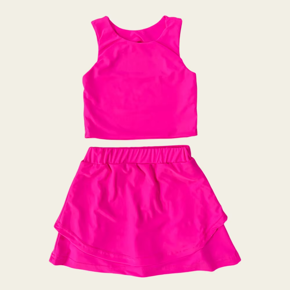 6.2GSD2663 Rose Red Girls Yoga Solid Color Suit
