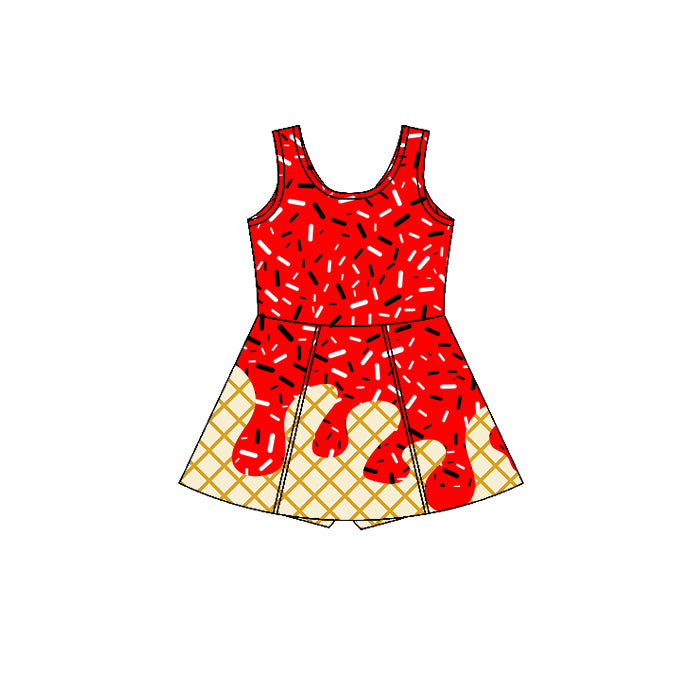 7.7GSD2748 Plaid Red Sleeveless Yoga Dress